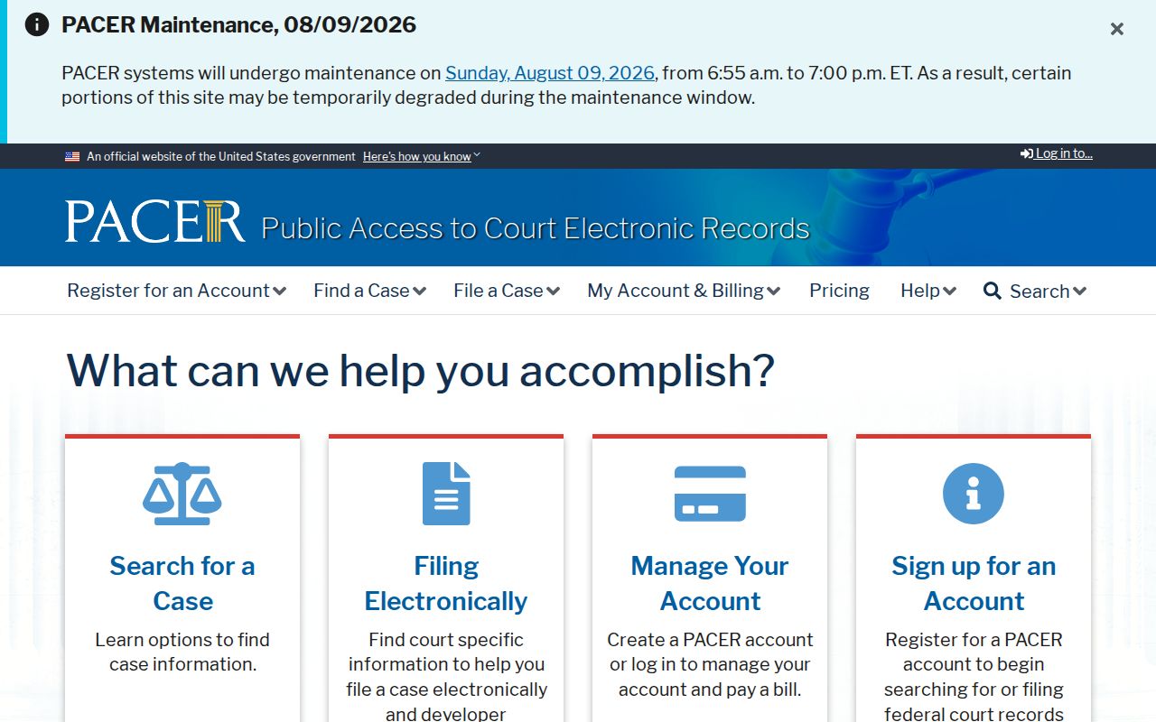 PACER federal criminal case records access for Zavala County research