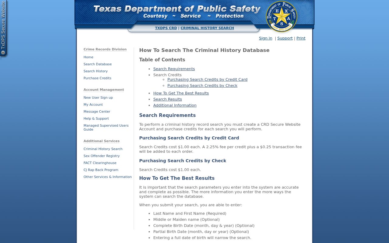 Texas DPS Zavala County criminal record search instructions