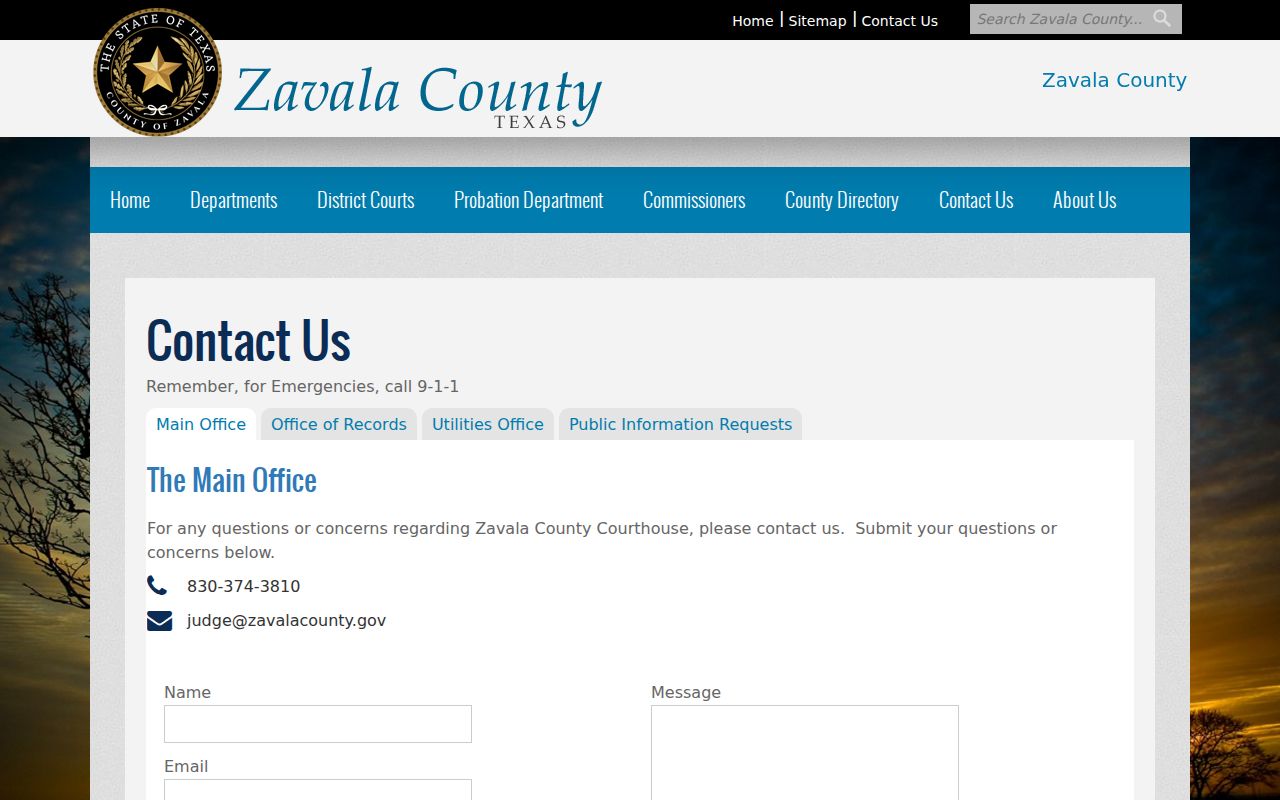 Zavala County criminal records public information request instructions